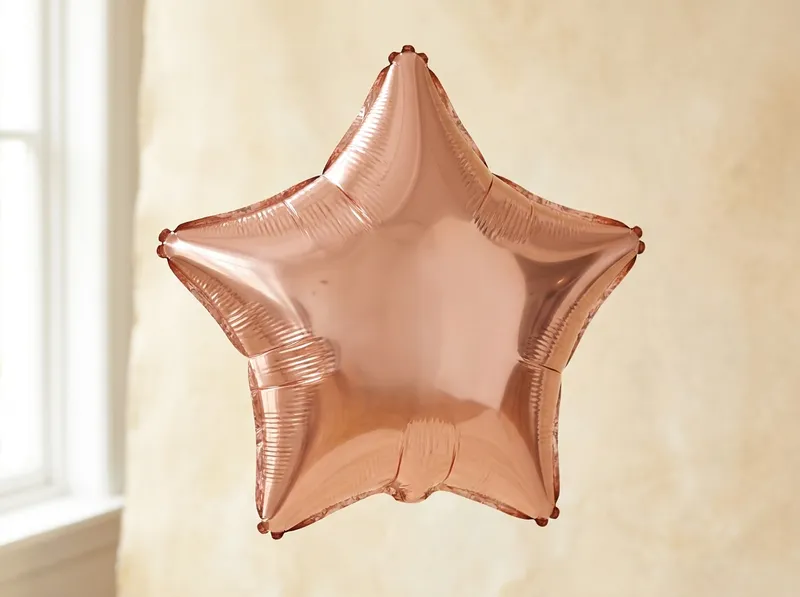 A rose-gold star foil balloon